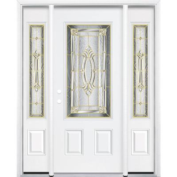 65''x80''x4 9/16'' Providence Brass 3/4 Lite Right Hand Entry Door with Brickmould