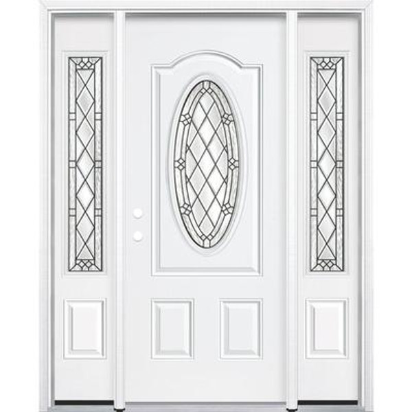 65''x80''x4 9/16'' Halifax Antique Black 3/4 Oval Lite Right Hand Entry Door with Brickmould