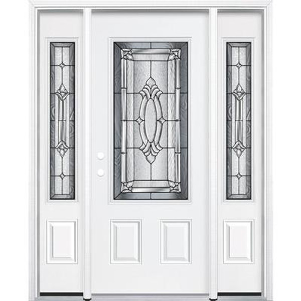 67''x80''x4 9/16'' Providence Antique Black 3/4 Lite Right Hand Entry Door with Brickmould