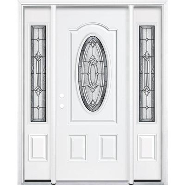 67''x80''x6 9/16'' Providence Antique Black 3/4 Oval Lite Left Hand Entry Door with Brickmould