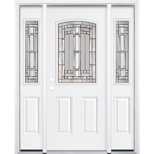 67''x80''x4 9/16'' Elmhurst Antique Black Half Lite Right Hand Entry Door with Brickmould