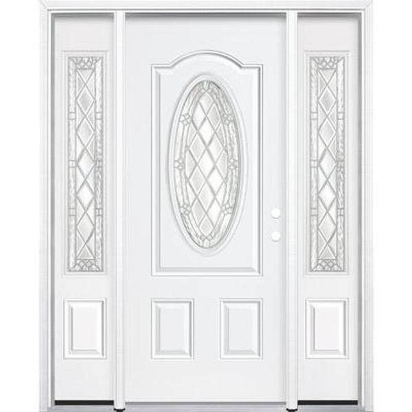 69''x80''x4 9/16'' Halifax Nickel 3/4 Oval Lite Left Hand Entry Door with Brickmould