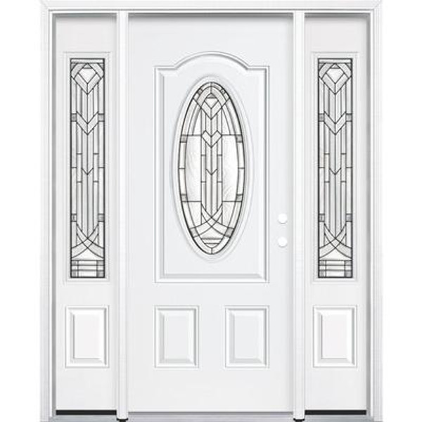 69''x80''x4 9/16'' Chatham Antique Black 3/4 Oval Lite Left Hand Entry Door with Brickmould