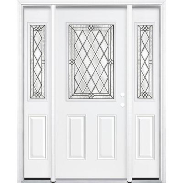 67''x80''x4 9/16'' Halifax Antique Black Half Lite Left Hand Entry Door with Brickmould