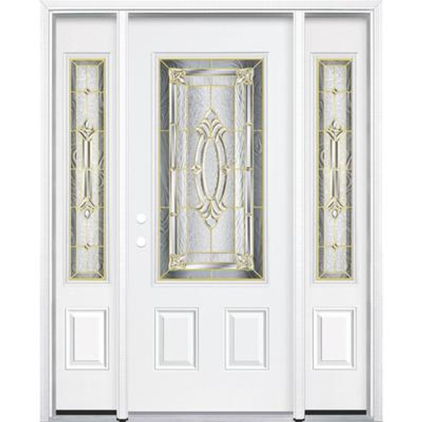 65''x80''x6 9/16'' Providence Brass 3/4 Lite Right Hand Entry Door with Brickmould