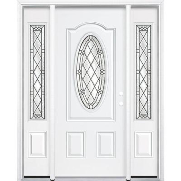 65''x80''x4 9/16'' Halifax Antique Black 3/4 Oval Lite Left Hand Entry Door with Brickmould