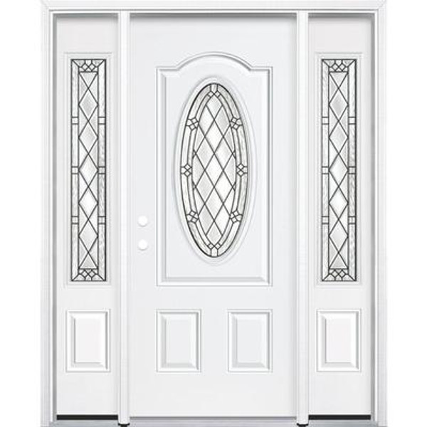 65''x80''x6 9/16'' Halifax Antique Black 3/4 Oval Lite Right Hand Entry Door with Brickmould