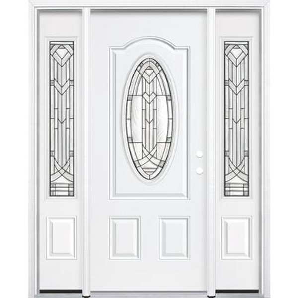 65''x80''x6 9/16'' Chatham Antique Black 3/4 Oval Lite Left Hand Entry Door with Brickmould