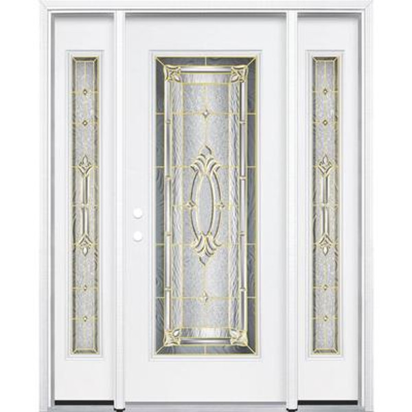 69''x80''x4 9/16'' Providence Brass Full Lite Right Hand Entry Door with Brickmould