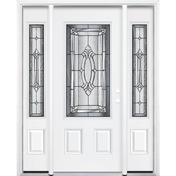 69''x80''x4 9/16'' Providence Antique Black 3/4 Lite Left Hand Entry Door with Brickmould