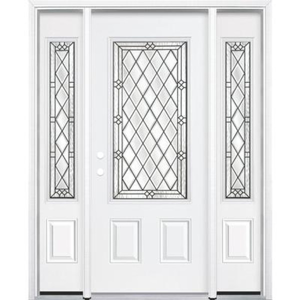 69''x80''x6 9/16'' Halifax Antique Black 3/4 Lite Right Hand Entry Door with Brickmould