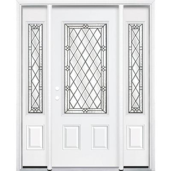 67''x80''x4 9/16'' Halifax Antique Black 3/4 Lite Right Hand Entry Door with Brickmould