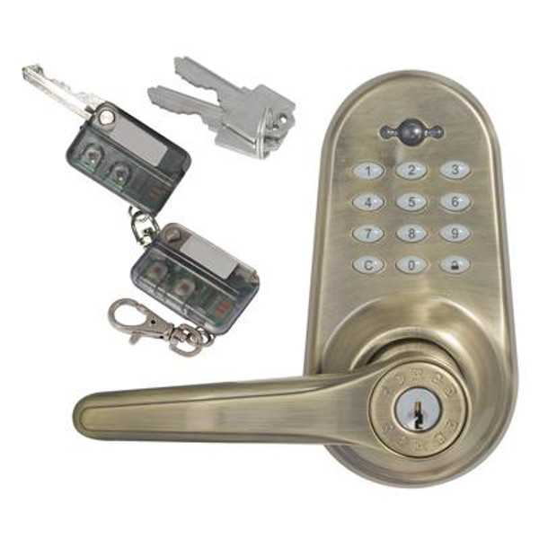 Electronic Lever Lock Antique Brass