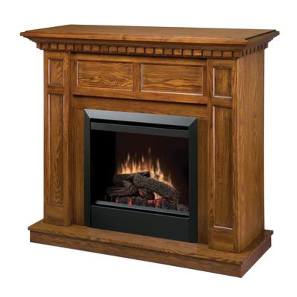 Fireplace Kit; Traditional Warm Oak Mntl; Glass 23 Inches Insert