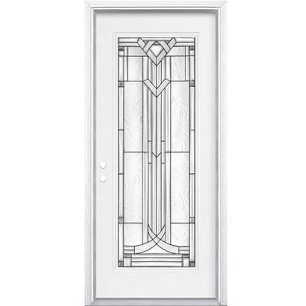 36 In. x 80 In. x 4 9/16 In. Chatham Antique Black Full Lite Right Hand Entry Door with Brickmould