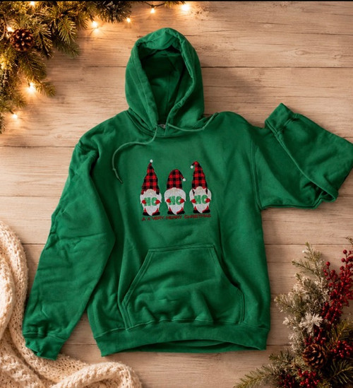 EMBROIDERED HO HO HO GNOMES HOODIE