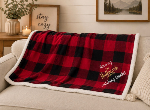 RED PLAID HALLMARK WATCHING BLANKET