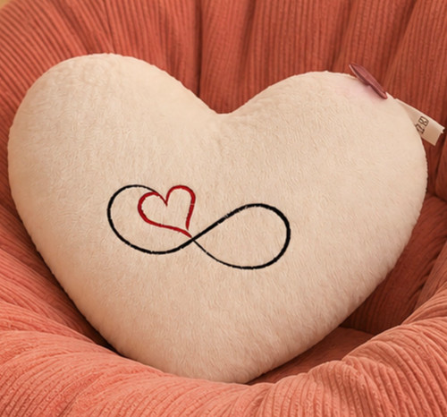 INFINITI HEART EMBROIDERED PLUSH PILLOW