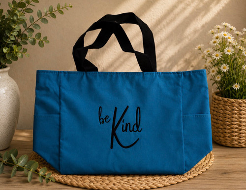 BE KIND EMBROIDERED TOTE BAG