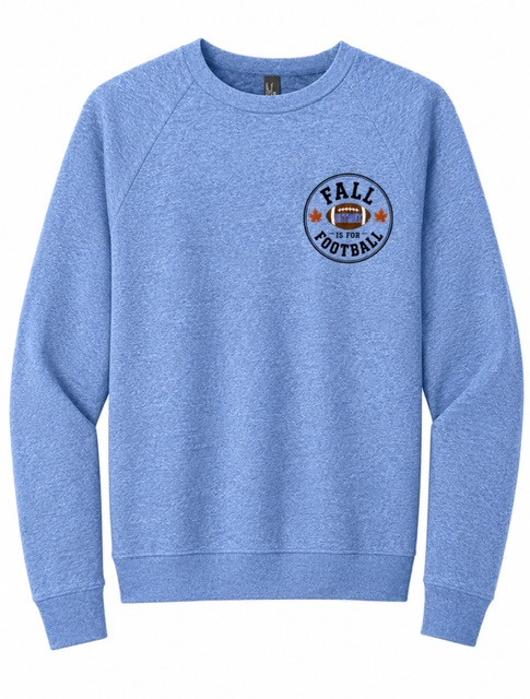 FALL FOOTBALL BLUE EMBROIDERED CREWNECK SWEATSHIRT--PREORDER