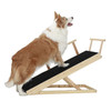 Tall Adjustable Pet Ramp;  Folding Portable Wooden Dog Cat Ramp with Safety Side Rails;  Non-Slip Paw Traction Surface Dog Step for Car;  SUV;  Bed;  Couch;  Adjustable Height from 9.3" to 24"