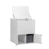 Large Wooden Cat Litter Box Enclosure With Jumping Platform and Fabric Drawer;  Indoor Hidden Cat Washroom Furniture;  White
