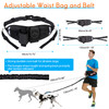 Hands Free Dog Leash with Waist Bag for Walking Small Medium Large Dogs;  Reflective Bungee Leash with Car Seatbelt Buckle and Dual Padded Handles;  Adjustable Waist Belt