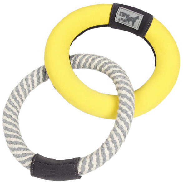 Pet Life 'Ring Toss' Dual-Connecting Jute Rope and Floating Ring Dog Toy
