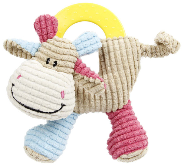 Pet Life 'Moo-cifier' Plush Squeaking and Rubber Teething Newborn Puppy Dog Toy