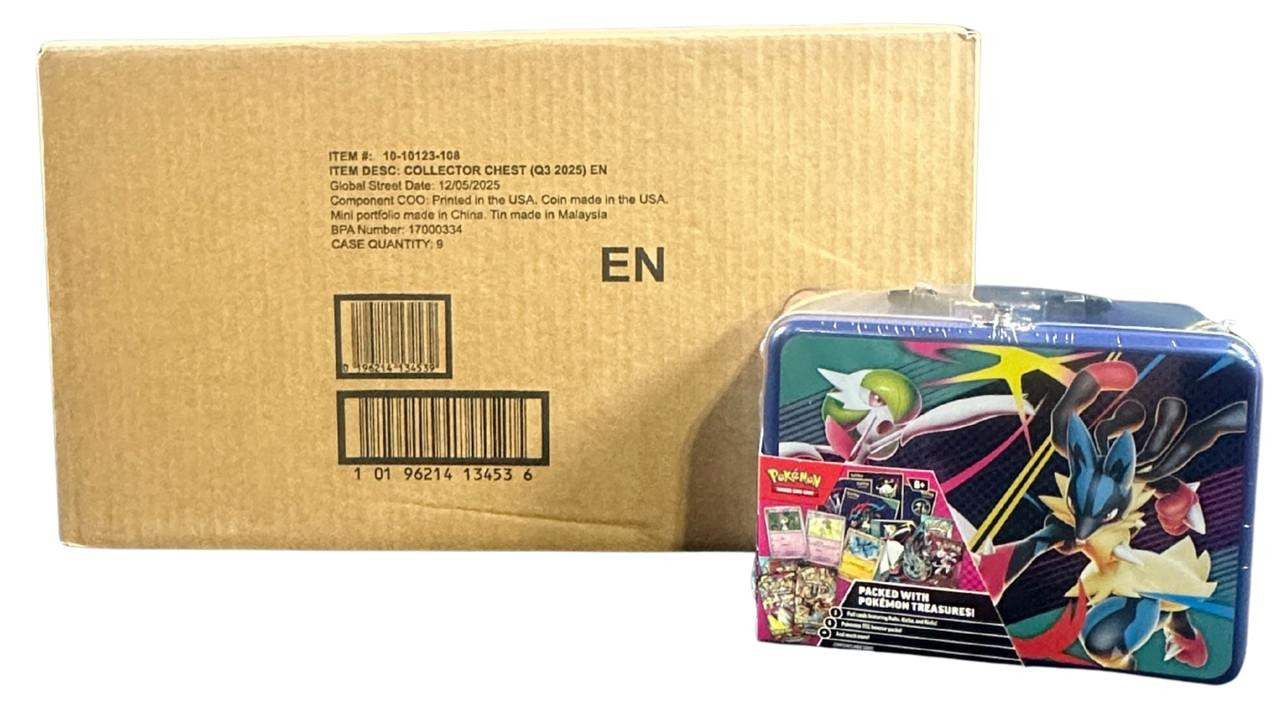 Pokemon 2025 Fall Collector Chest Tin 9 Box Case