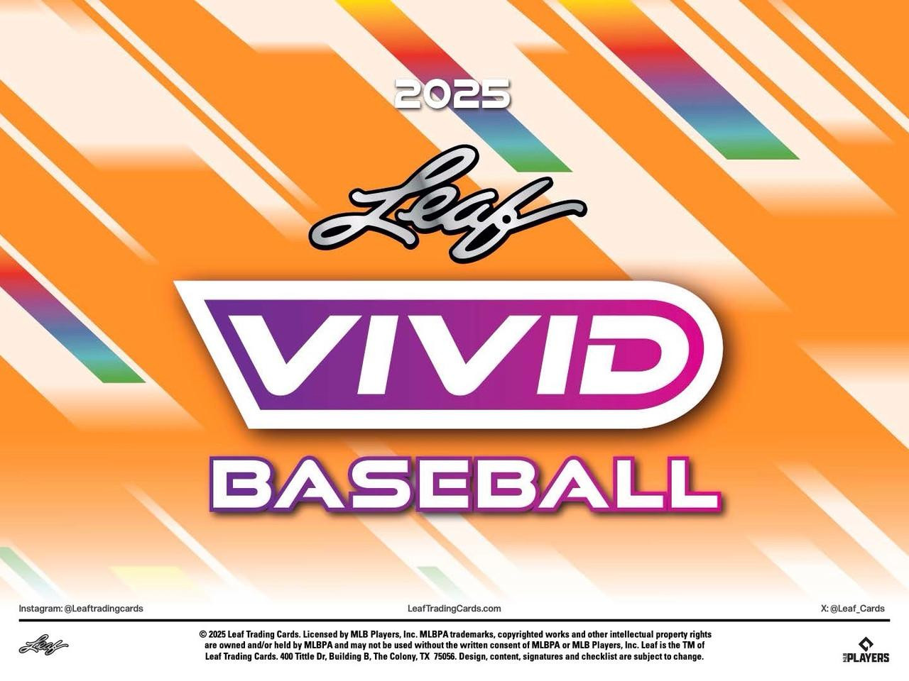 2025 Leaf Vivid Baseball Jumbo 8 Box Case
