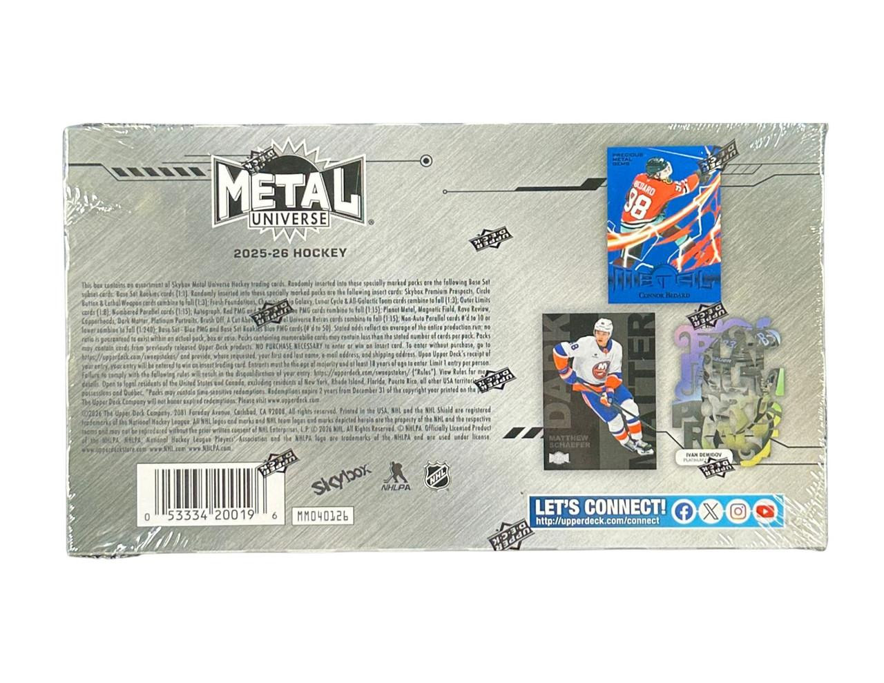2025/26 Upper Deck Skybox Metal Universe Hockey Hobby Box