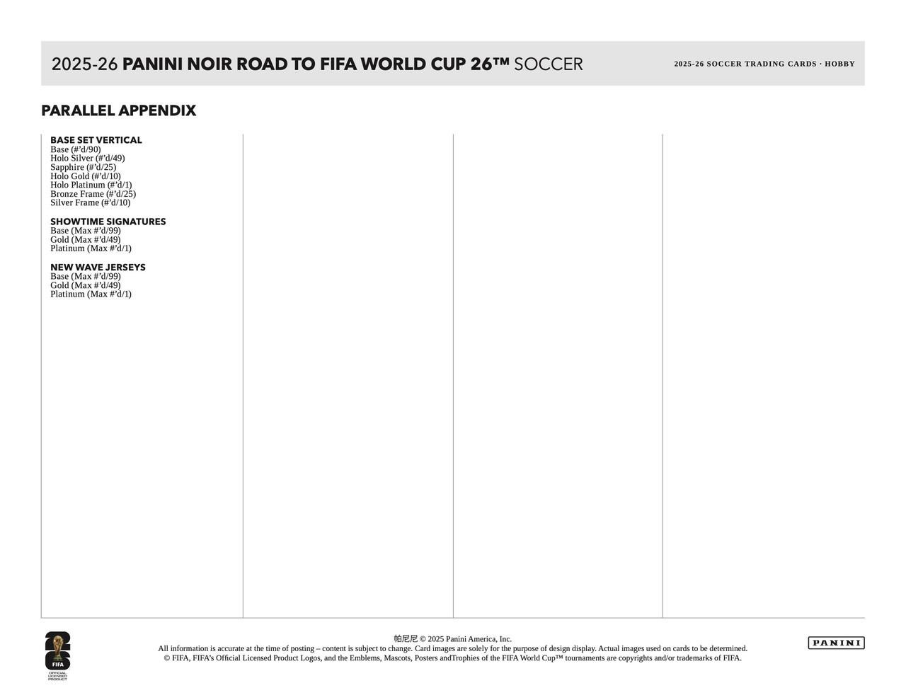 2025/26 Panini Noir Road to FIFA World Cup Soccer Hobby Box