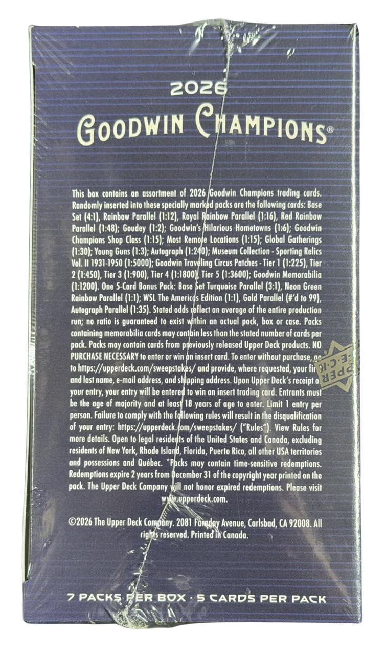 2026 Upper Deck Goodwin Champions Blaster Box