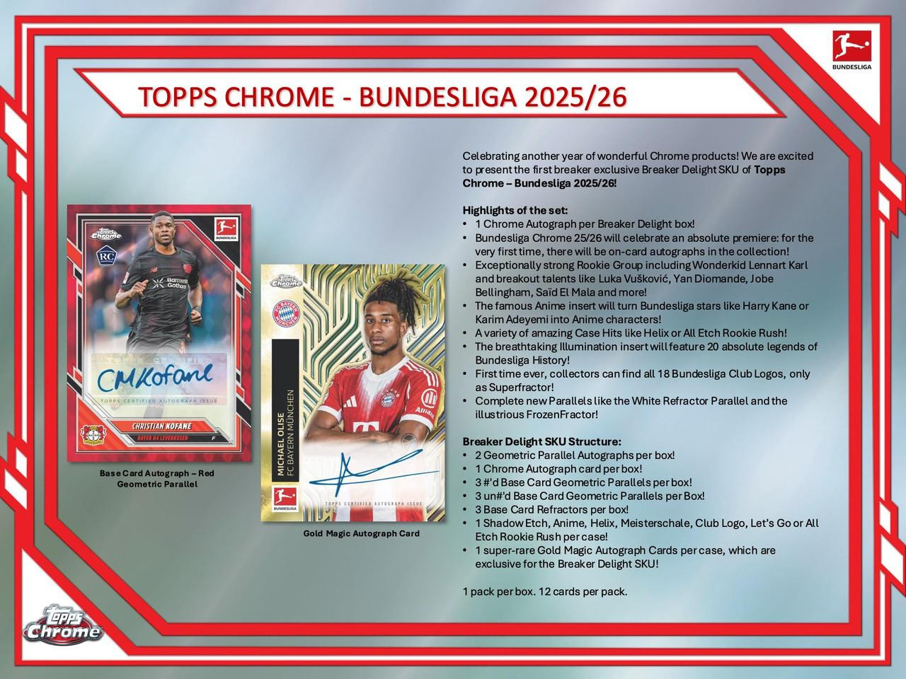 2025/26 Topps Chrome Bundesliga Soccer Breaker's Delight 6 Box Case