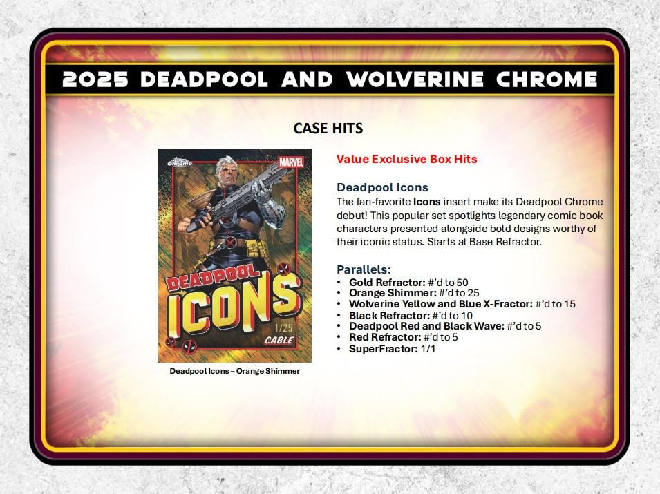 2025 Topps Chrome Marvel Deadpool Blaster 40 Box Case