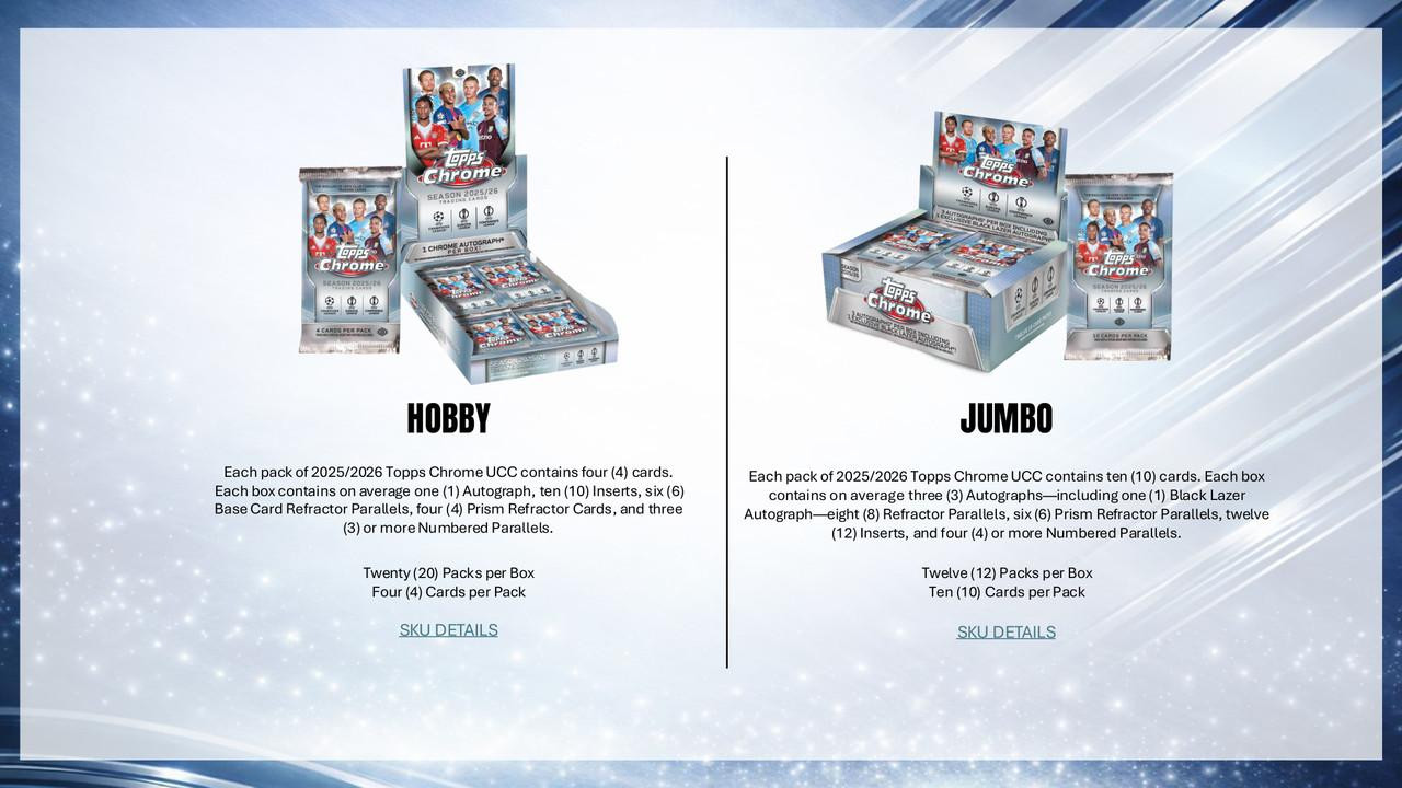 2025/26 Topps UEFA Club Competitions Chrome Soccer Jumbo Box