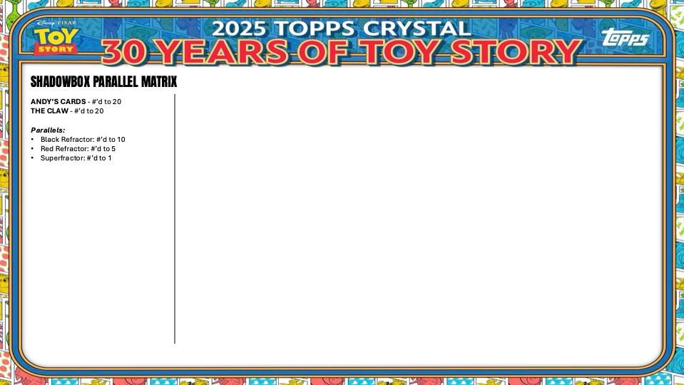 2025 Topps Crystal 30 Years Of Toy Story Hobby Box