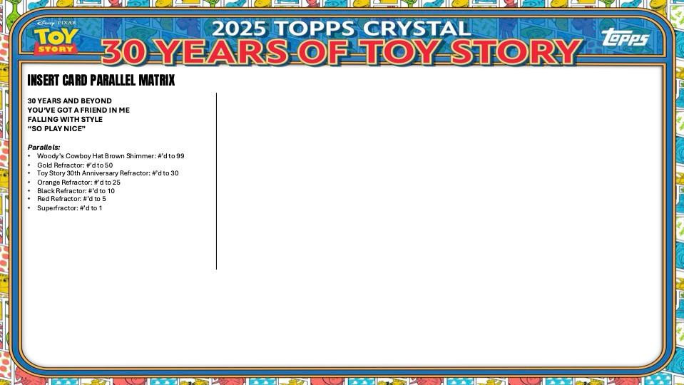 2025 Topps Crystal 30 Years Of Toy Story Hobby Box
