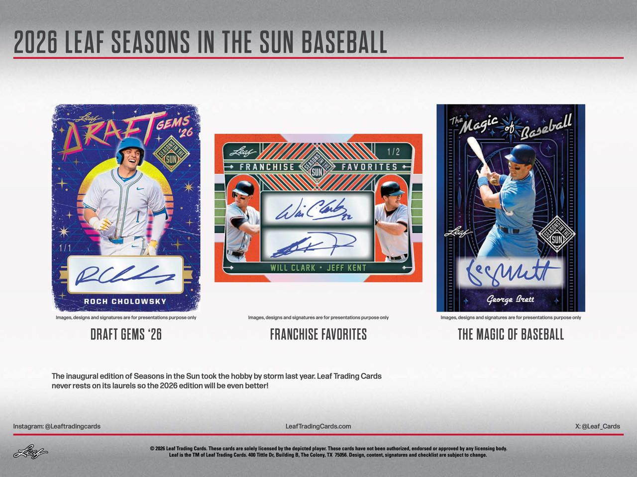 2026 Leaf Seasons In The Sun Baseball Hobby Box