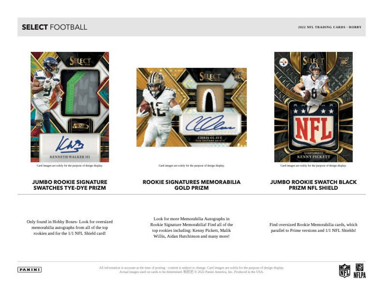 2022 Panini Select Draft Picks Football Checklist, Details, Boxes