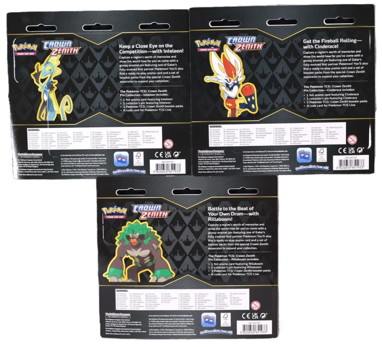 Pokemon Blister Packs With Pin Assortment