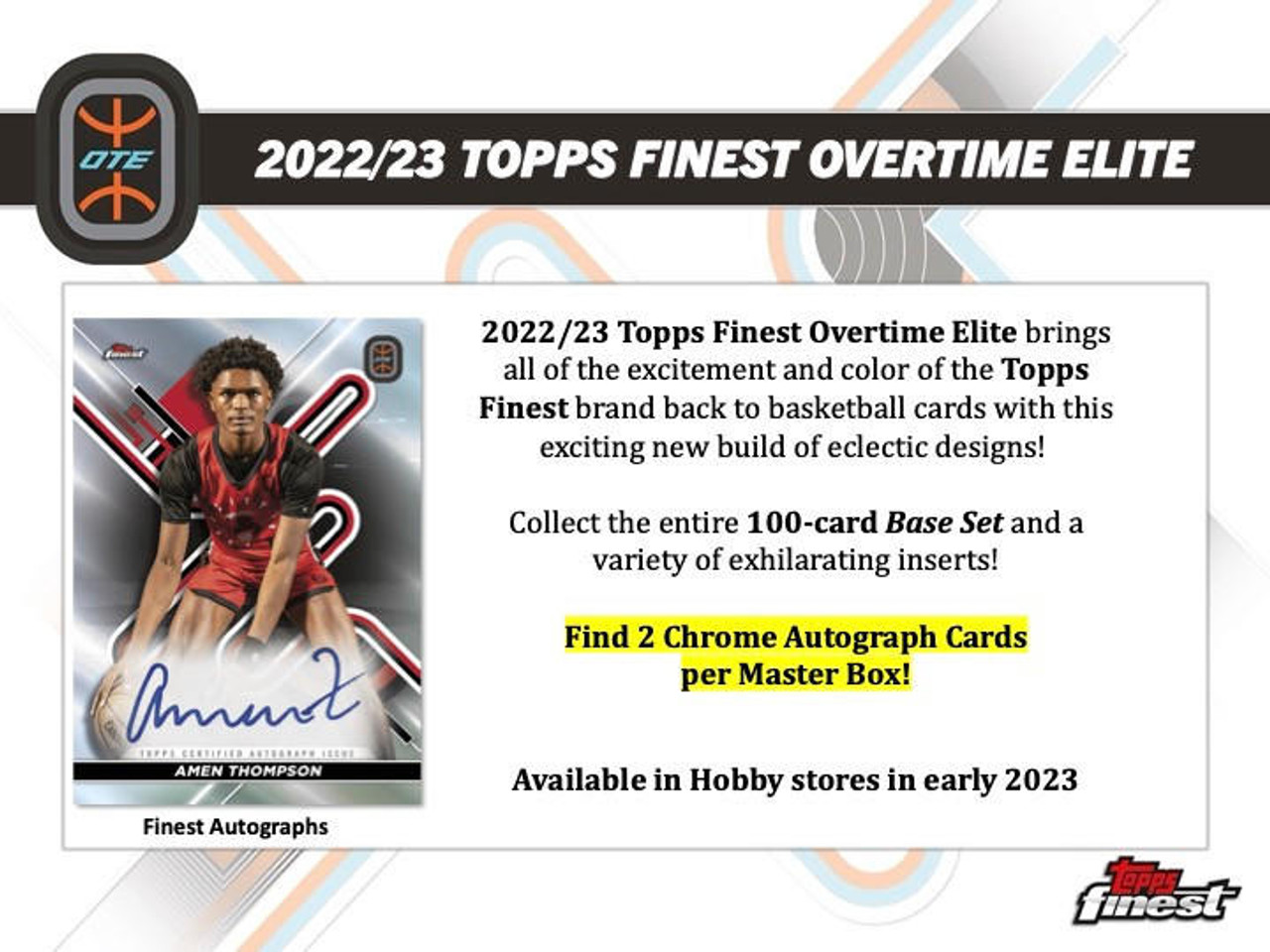 2022/23 Topps Finest Overtime Elite Basketball Hobby 8 Box Case