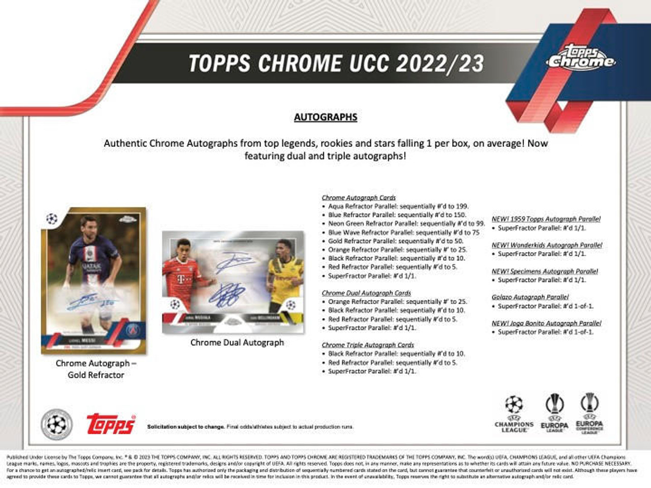 2022/23 Topps UEFA Club Competitions Chrome Soccer Hobby 12 Box Case