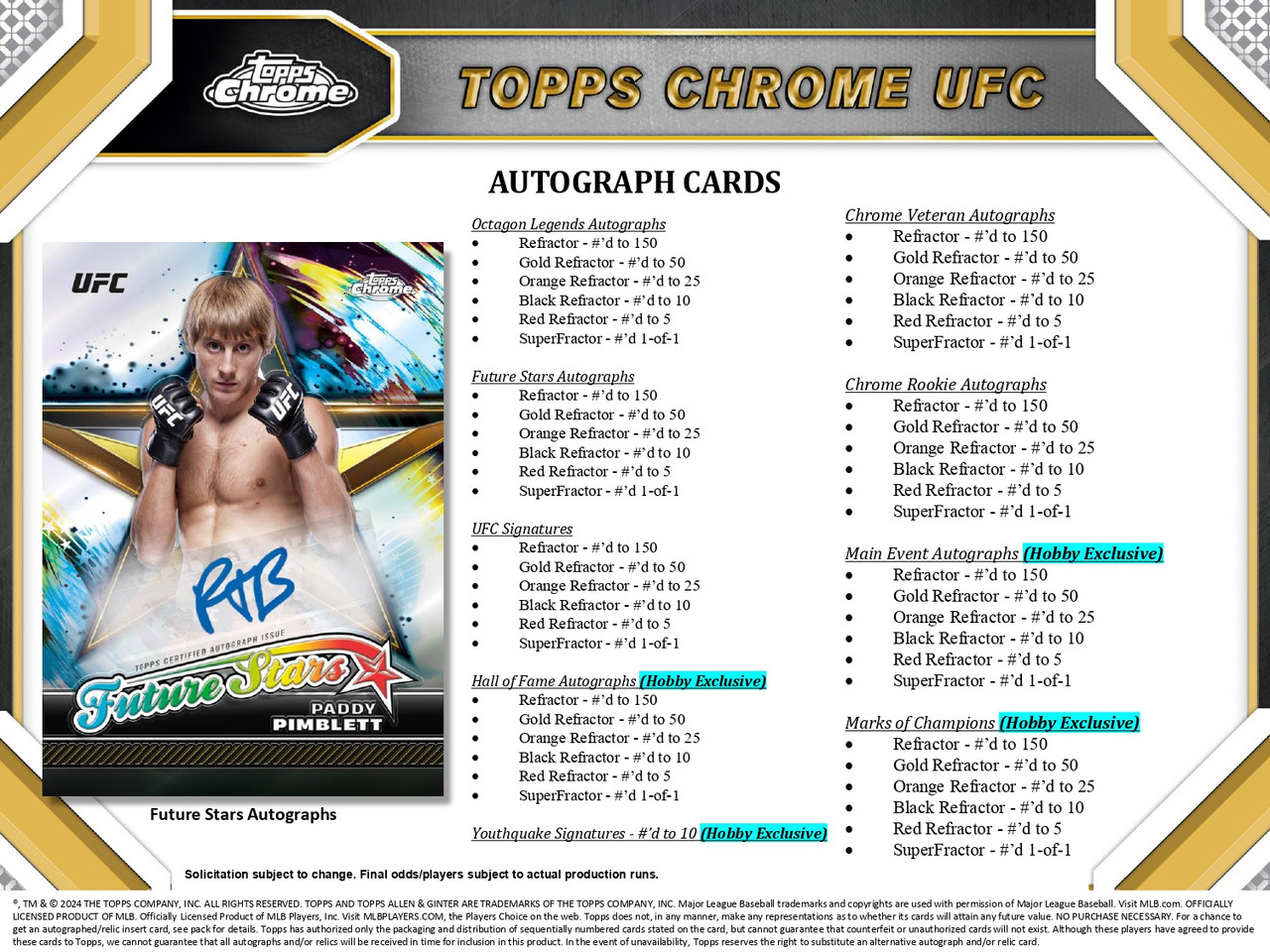 2024 Topps Chrome UFC Hobby 12 Box Case