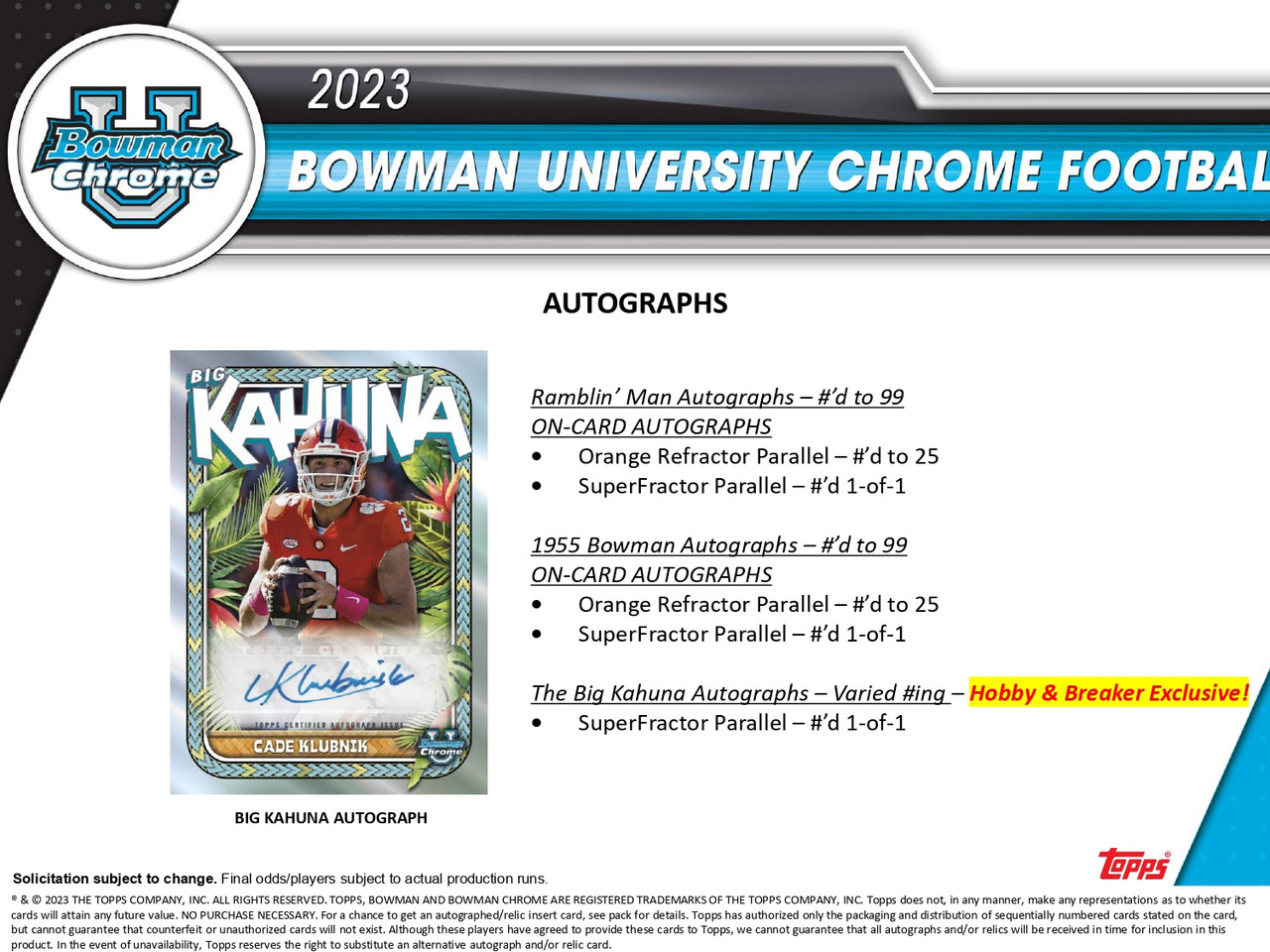 2023 Bowman University Chrome Football Brker Delight, 12 Box Case