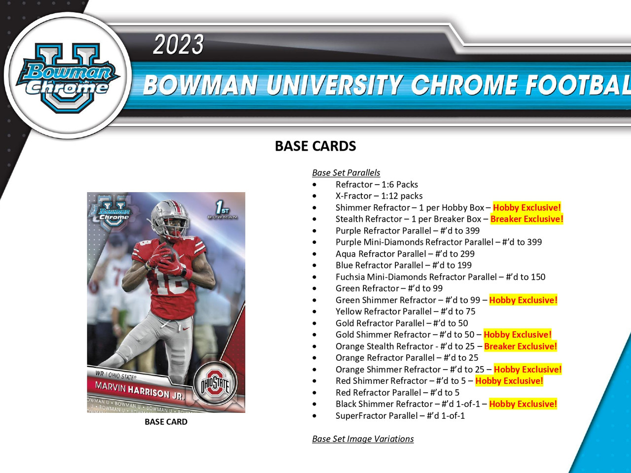 2023 Bowman University Chrome Football Brker Delight, 12 Box Case