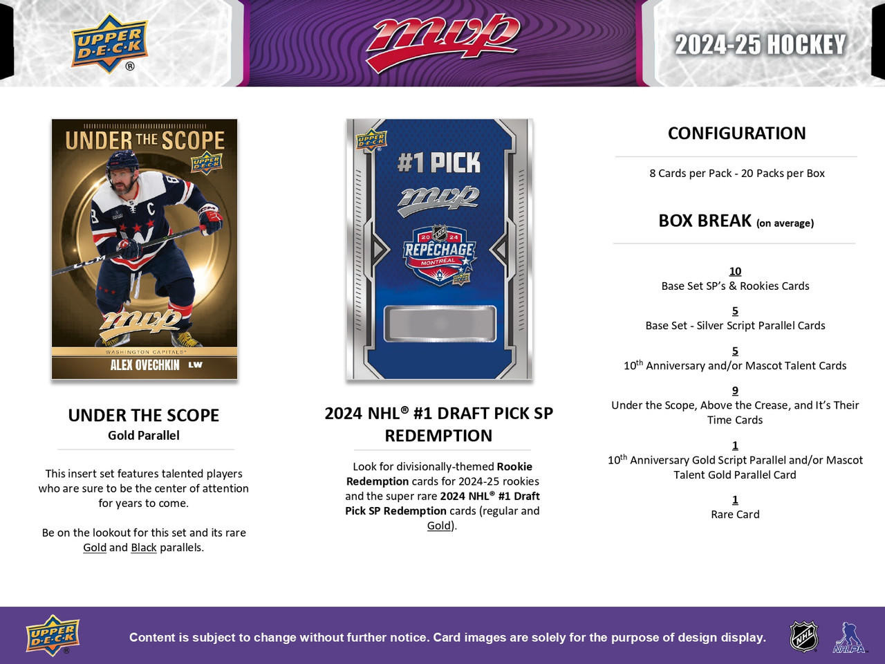 2024/25 Upper Deck MVP Hockey Hobby 20 Box Case