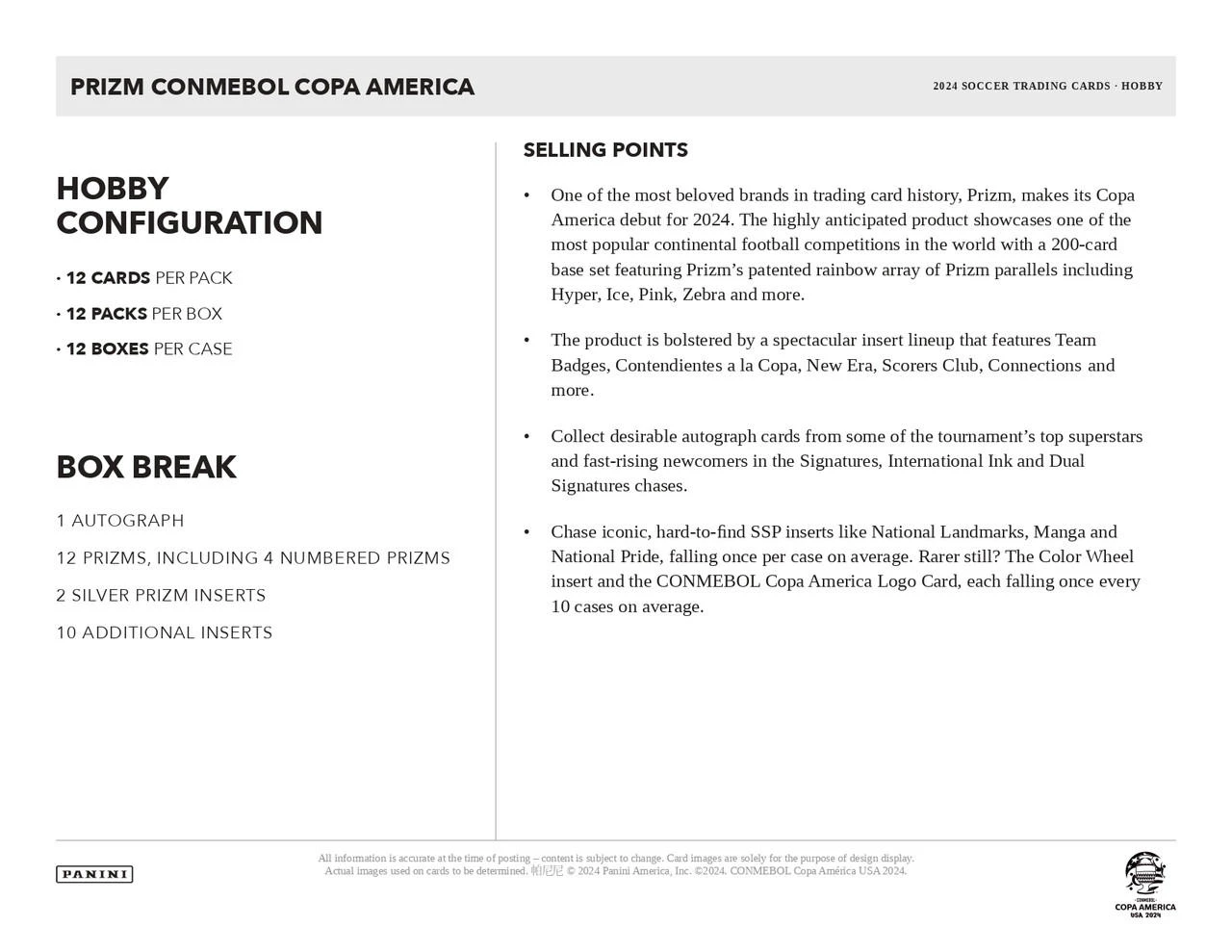 PANINI PRIZM 2024 Conmebol Copa América N º 73 Gonzalo Plata Red Prizm