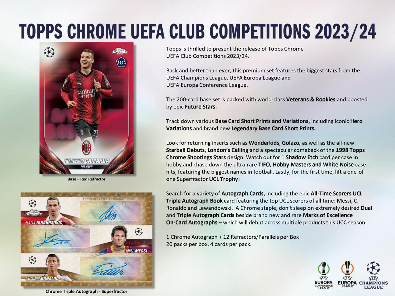 2023/24 Topps UEFA Club Competitions Chrome Soccer Hobby 12 Box Case